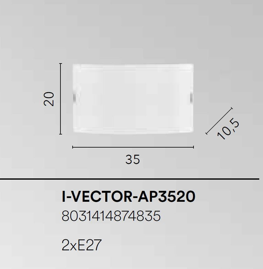 Applique in vetro bianco lucido con decori romboidali in grigio 2XE27 non incl. VECTOR Applique in vetro bianco lucido con decori romboidali in grigio 2XE27 non incl. VECTOR
